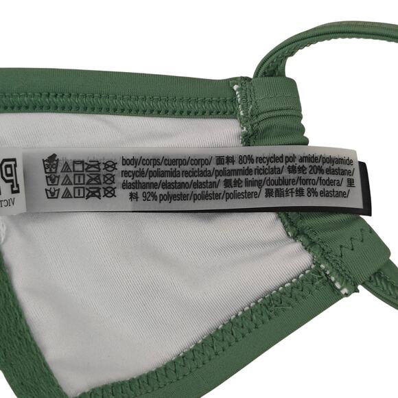 Victoria Secret Pink Swim Bikini Top Large Green Solid Wrap Halter - Picture 4 of 5